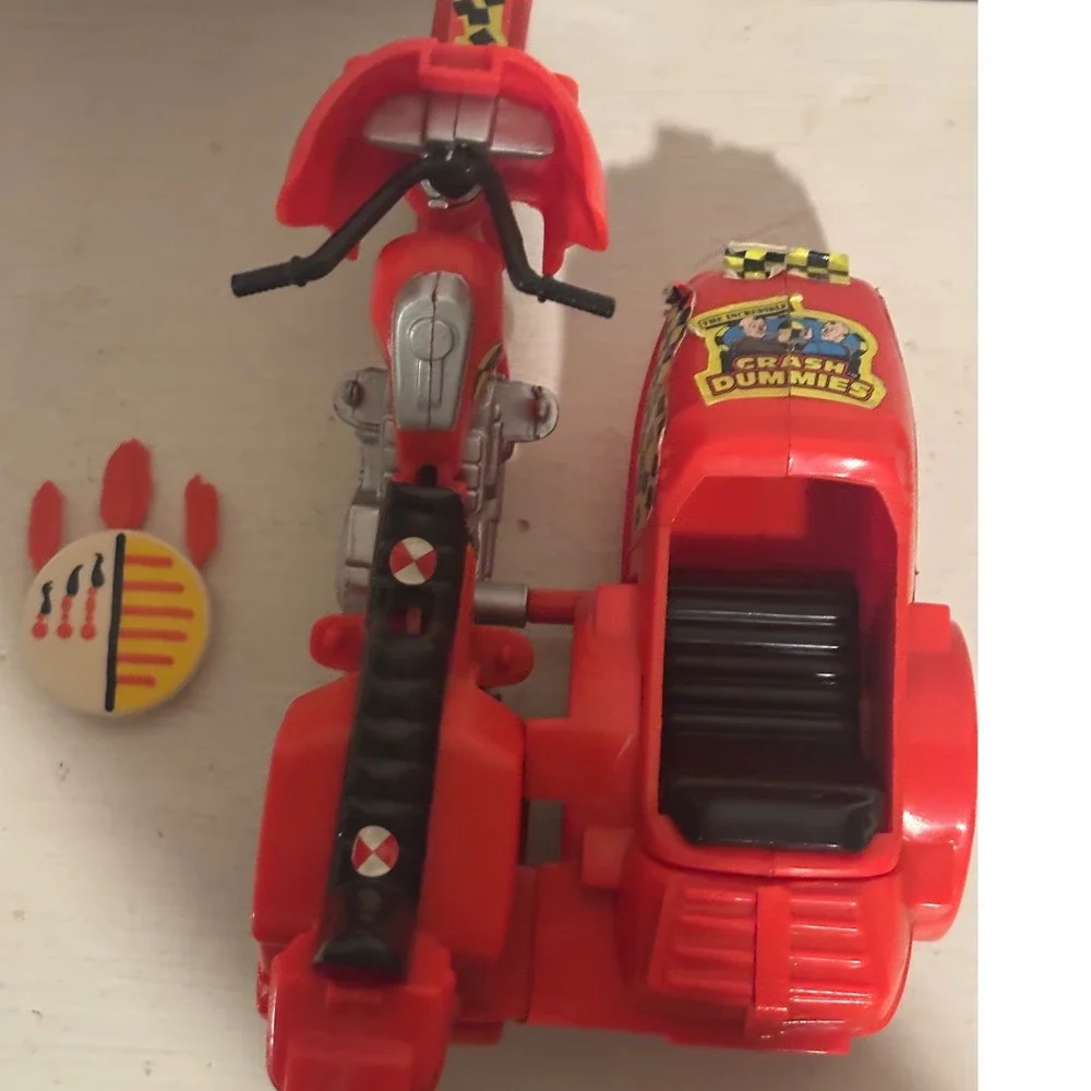 Tyco Incredible Crash Dummies Motorcycle with Sidecar Red Vintage Toy Good 1991
